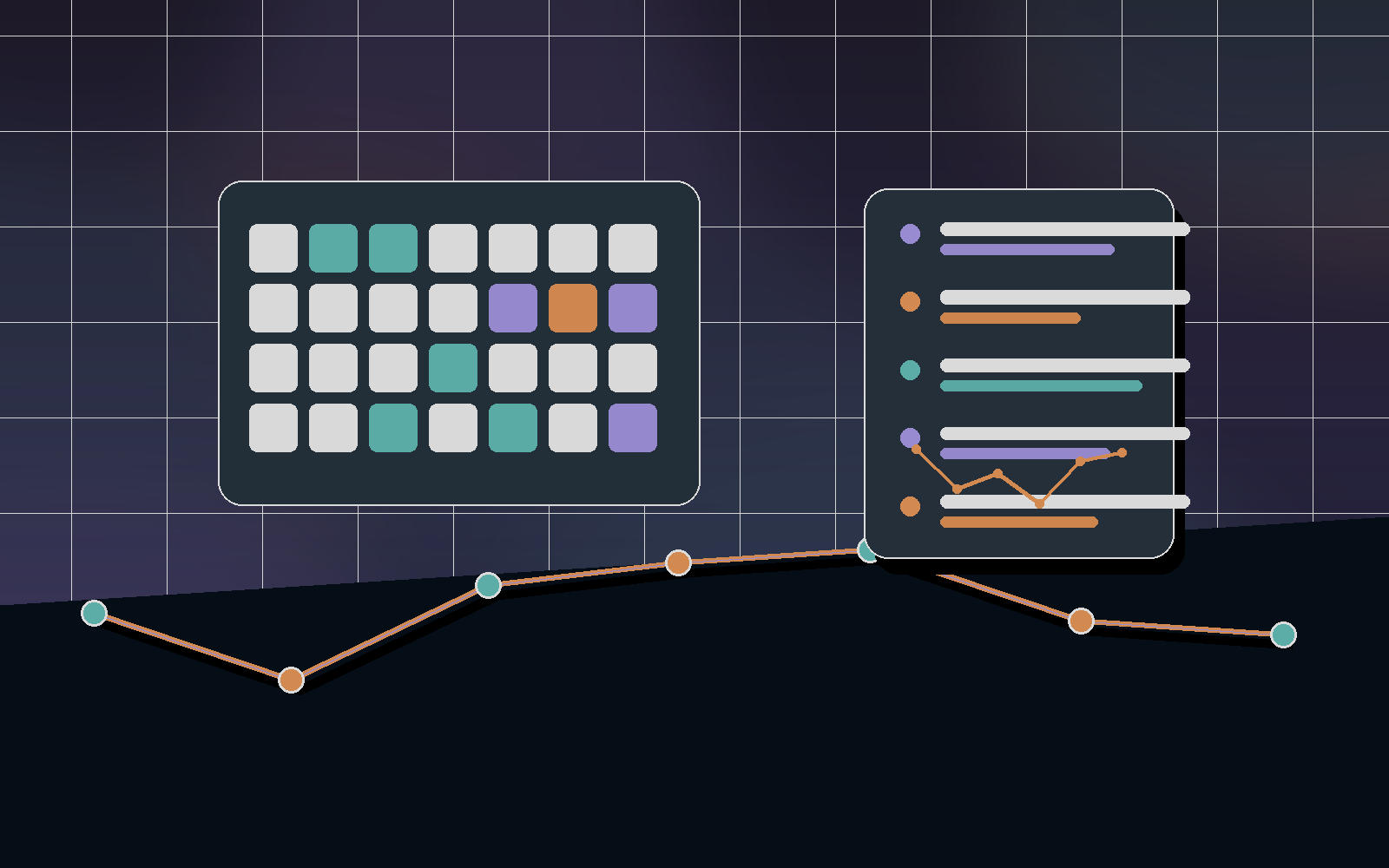 Adaptive duration dashboard with calendar and workout trend cards.