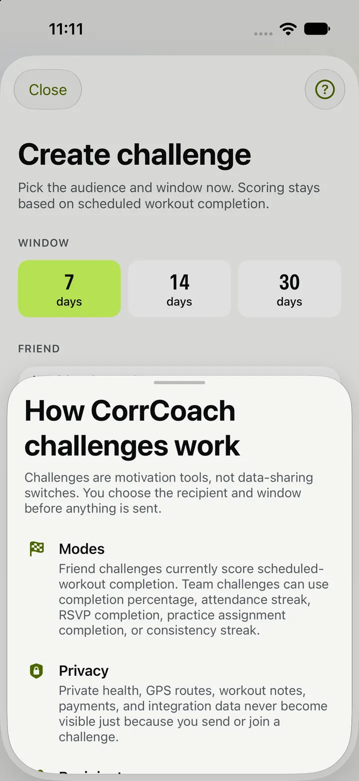 Creating a challenge on iPhone.
