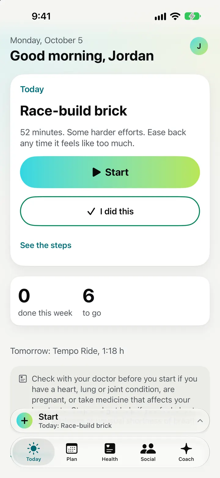 The Simple version of the Today screen on iPhone.