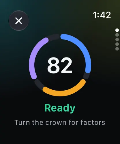 Apple Watch readiness ring at 82.