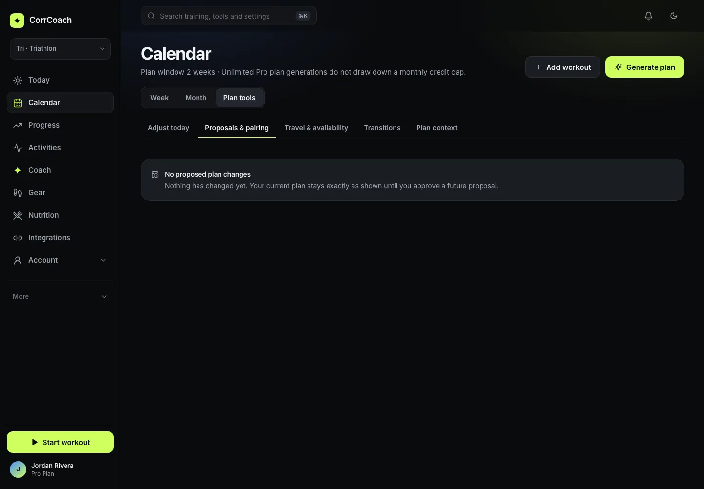 Plan tools showing a proposed change waiting for approval.
